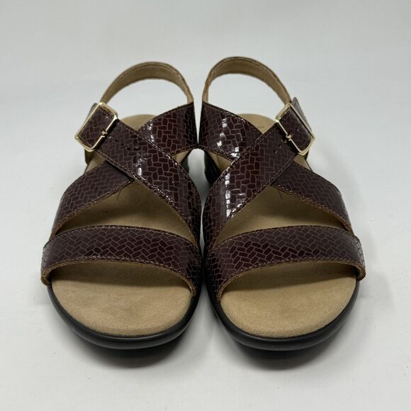 SAS Laguna Weave Henna Sandals Womens 10.5 W Wide Brown Croc Print Strappy - Picture 7 of 14